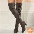 Womens Solid Color Over The Knee Heeled Boots - YourGoods Online Shop