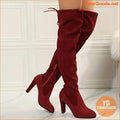 Womens Solid Color Over The Knee Heeled Boots - YourGoods Online Shop