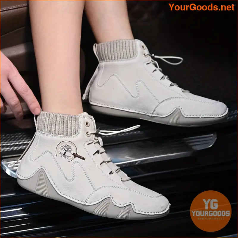 Women's Solid Color Trendy Sneakers, Lace Up Soft Sole Flat Wear-resistant Shoes, Non-slip Lightweight Shoes - YourGoods Online Shop