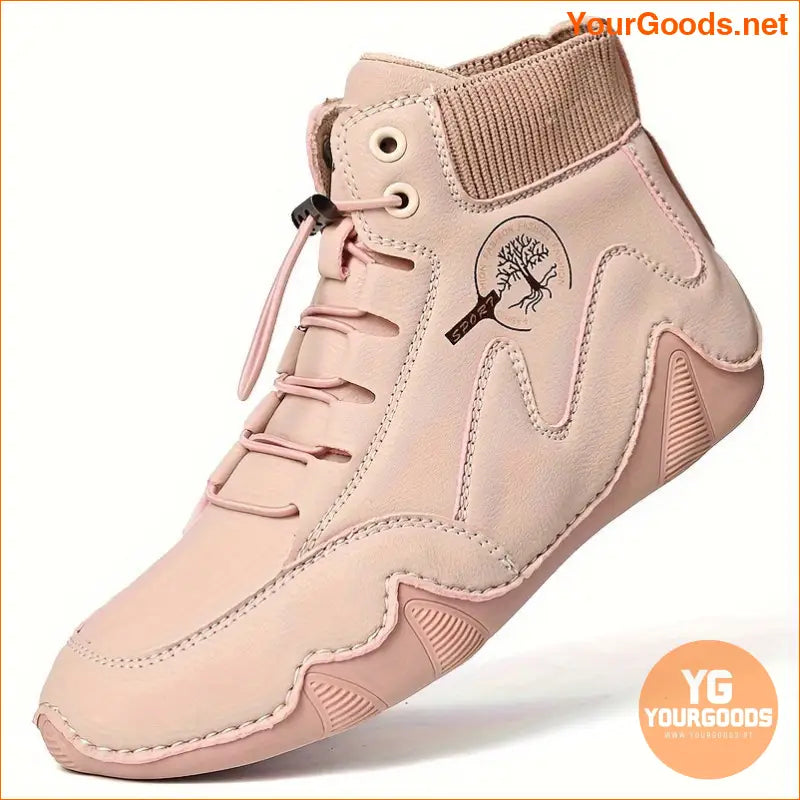 Women's Solid Color Trendy Sneakers, Lace Up Soft Sole Flat Wear-resistant Shoes, Non-slip Lightweight Shoes - YourGoods Online Shop