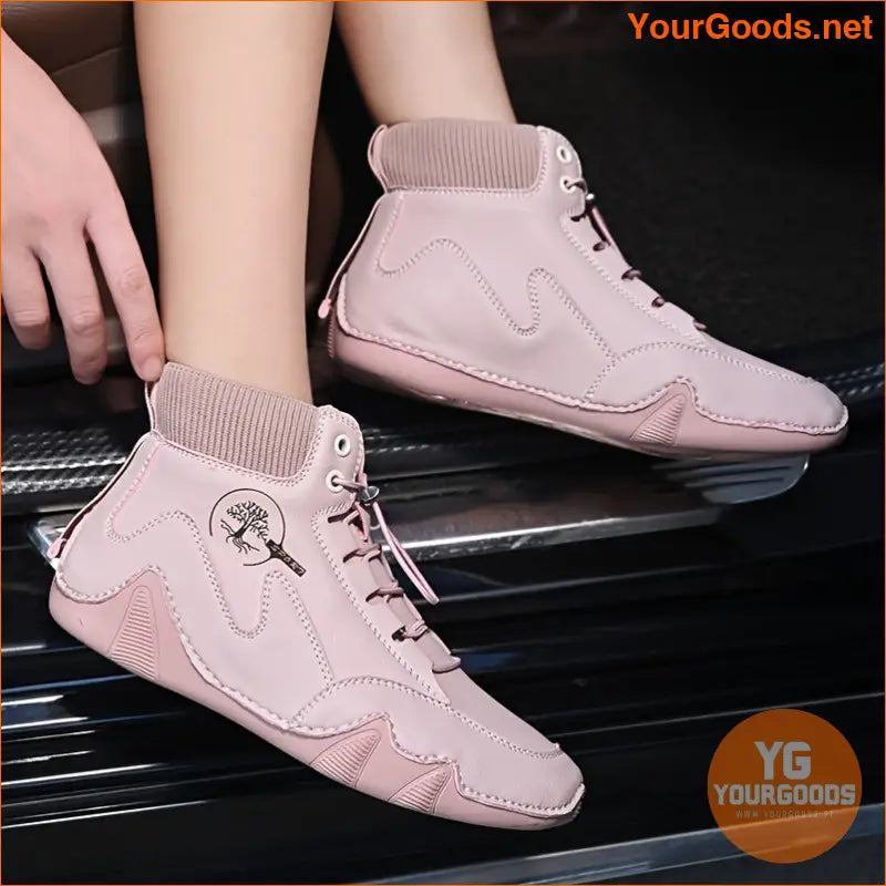 Women's Solid Color Trendy Sneakers, Lace Up Soft Sole Flat Wear-resistant Shoes, Non-slip Lightweight Shoes - YourGoods Online Shop