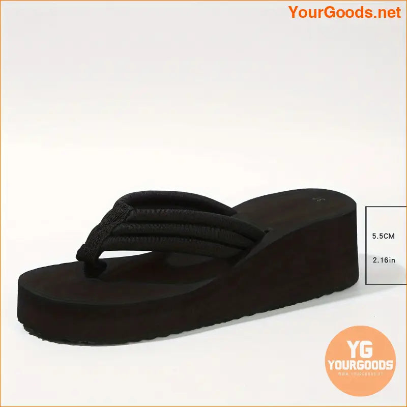 Womens Solid Color Wedge Flip Flop Sandals - YourGoods Online Shop