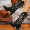 Womens Sporty Western KneeHigh Velvet Cowboy Boots - YourGoods Online Shop