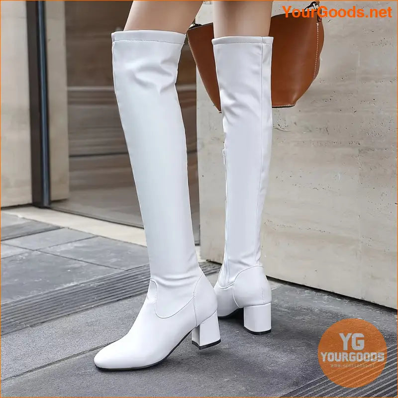 Womens Stylish Chunky Heel OverTheKnee Boots - YourGoods Online Shop