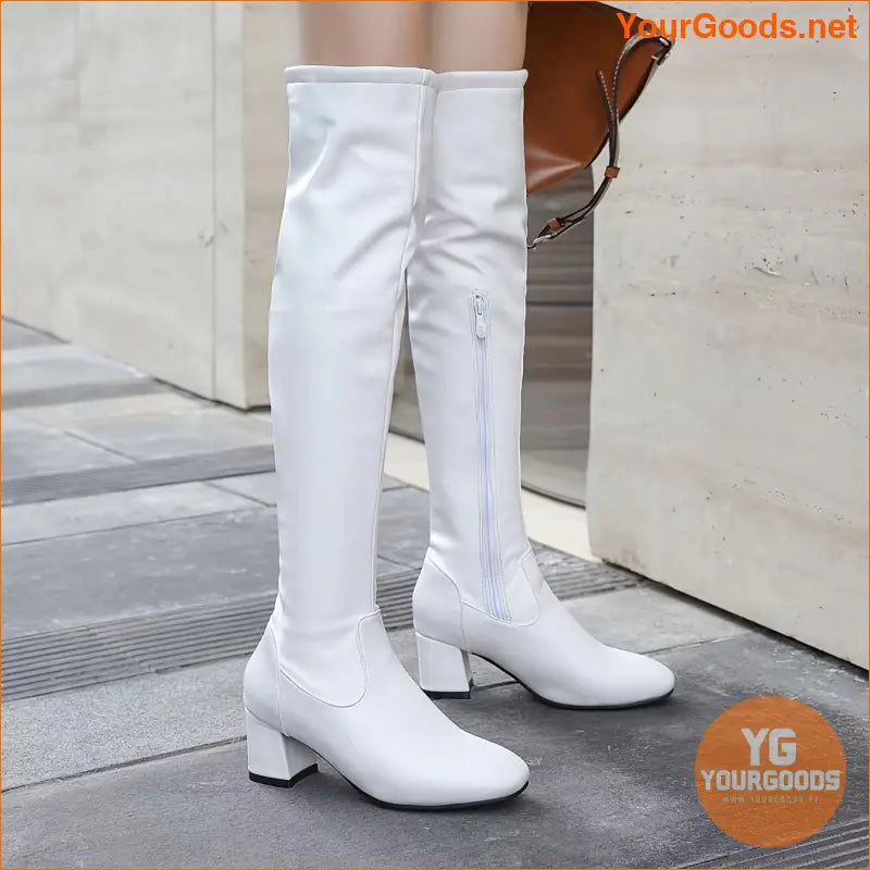 Womens Stylish Chunky Heel OverTheKnee Boots - YourGoods Online Shop