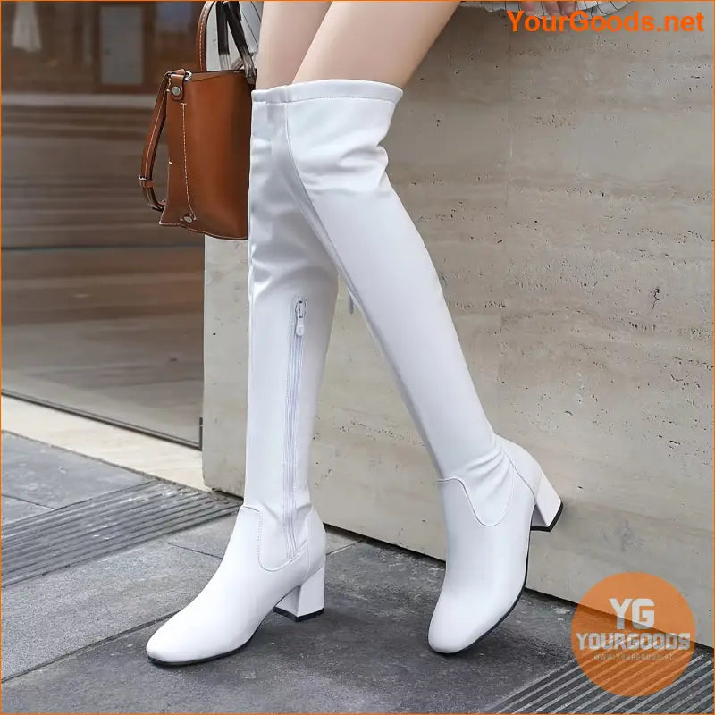 Womens Stylish Chunky Heel OverTheKnee Boots - YourGoods Online Shop