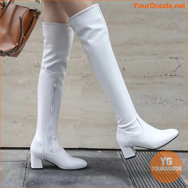 Womens Stylish Chunky Heel OverTheKnee Boots - YourGoods Online Shop