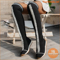 Womens Stylish Colorblock Over Knee Knitted Boots - YourGoods Online Shop