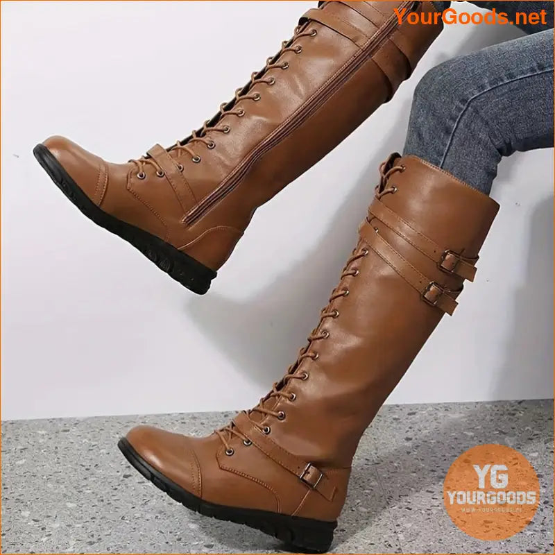 Womens Stylish Faux Leather LaceUp Boots - YourGoods Online Shop