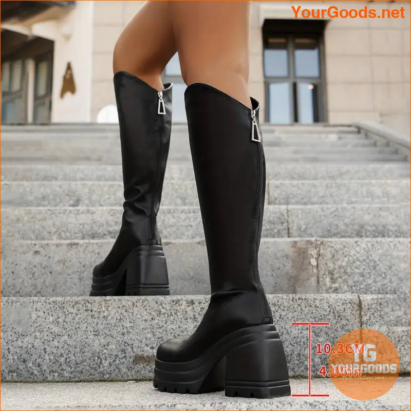 Womens Stylish High Heel KneeHigh Platform Boots - YourGoods Online Shop