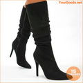 Womens Stylish KneeHigh Pleated Dress Boots with Zipper - YourGoods Online Shop