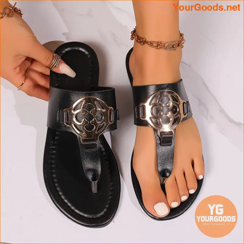 Womens Stylish Lightweight SlipOn Sandals with Buckle Decor - YourGoods Online Shop