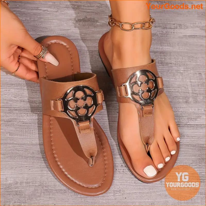 Womens Stylish Lightweight SlipOn Sandals with Buckle Decor - YourGoods Online Shop