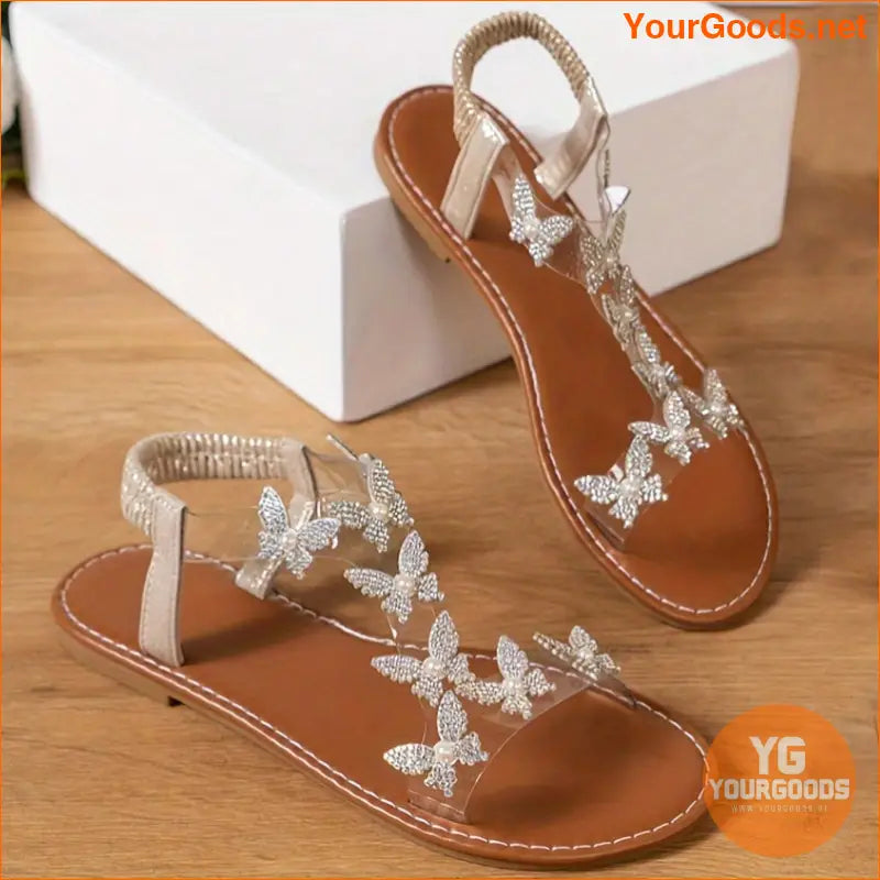 Womens Summer Butterfly Sandals with Elastic Ankle Strap - YourGoods Online Shop