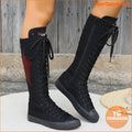 Womens ThighHigh Comfortable Canvas Boots with Zipper - YourGoods Online Shop