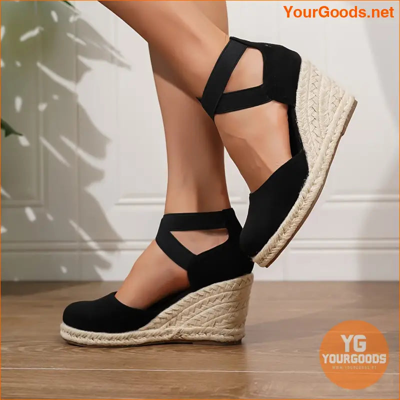 Womens Trendy Closed Toe Wedge Sandals with Elastic Band - YourGoods Online Shop