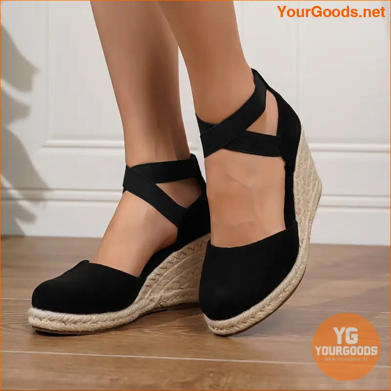 Womens Trendy Closed Toe Wedge Sandals with Elastic Band - YourGoods Online Shop