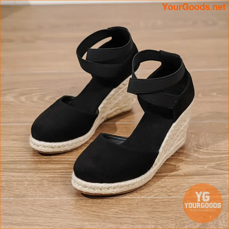 Womens Trendy Closed Toe Wedge Sandals with Elastic Band - YourGoods Online Shop