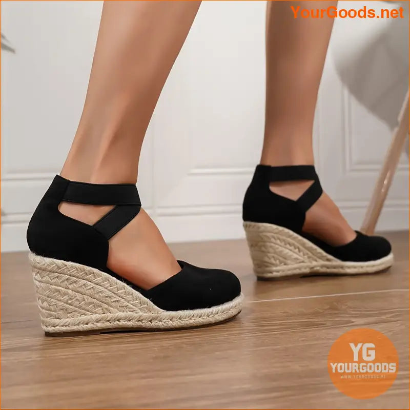 Womens Trendy Closed Toe Wedge Sandals with Elastic Band - YourGoods Online Shop