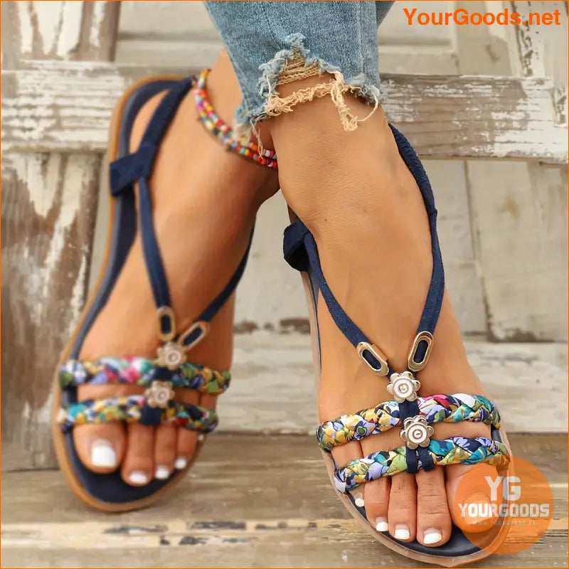 Womens Trendy Ethnic Braided SlipOn Sandals - YourGoods Online Shop