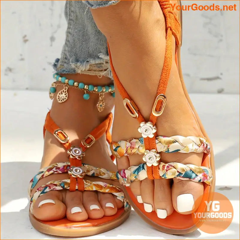 Womens Trendy Ethnic Braided SlipOn Sandals - YourGoods Online Shop