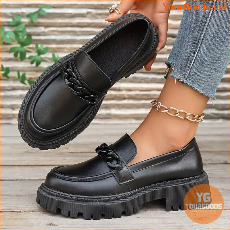 Womens Versatile Faux Leather Penny Loafers - YourGoods Online Shop