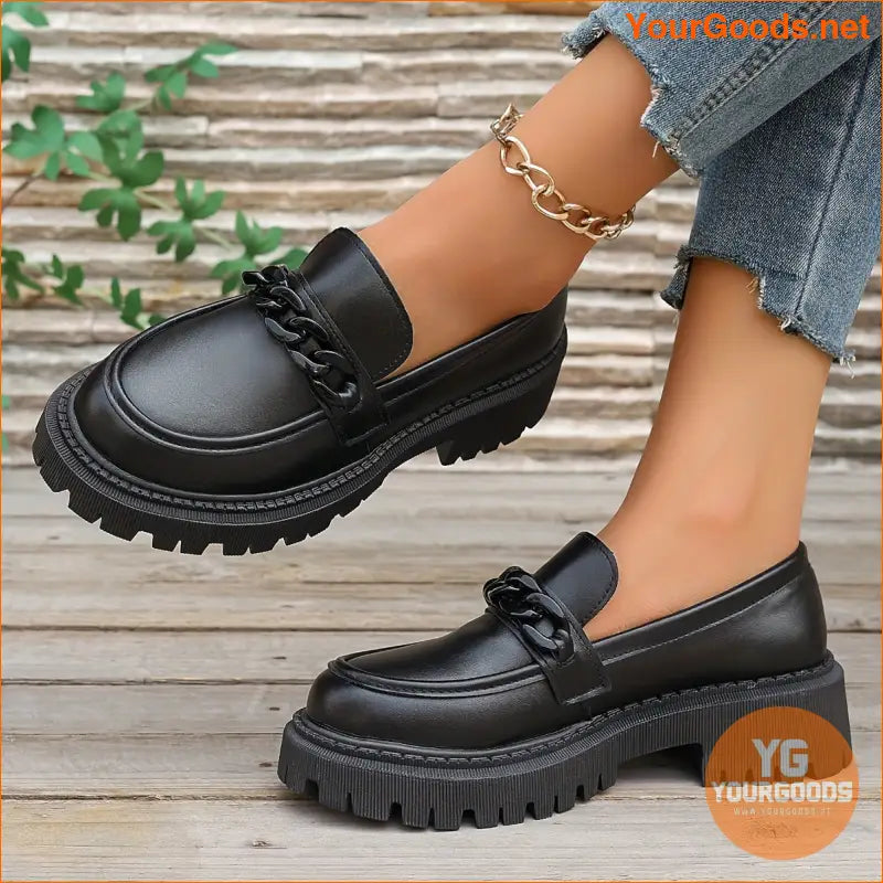 Womens Versatile Faux Leather Penny Loafers - YourGoods Online Shop