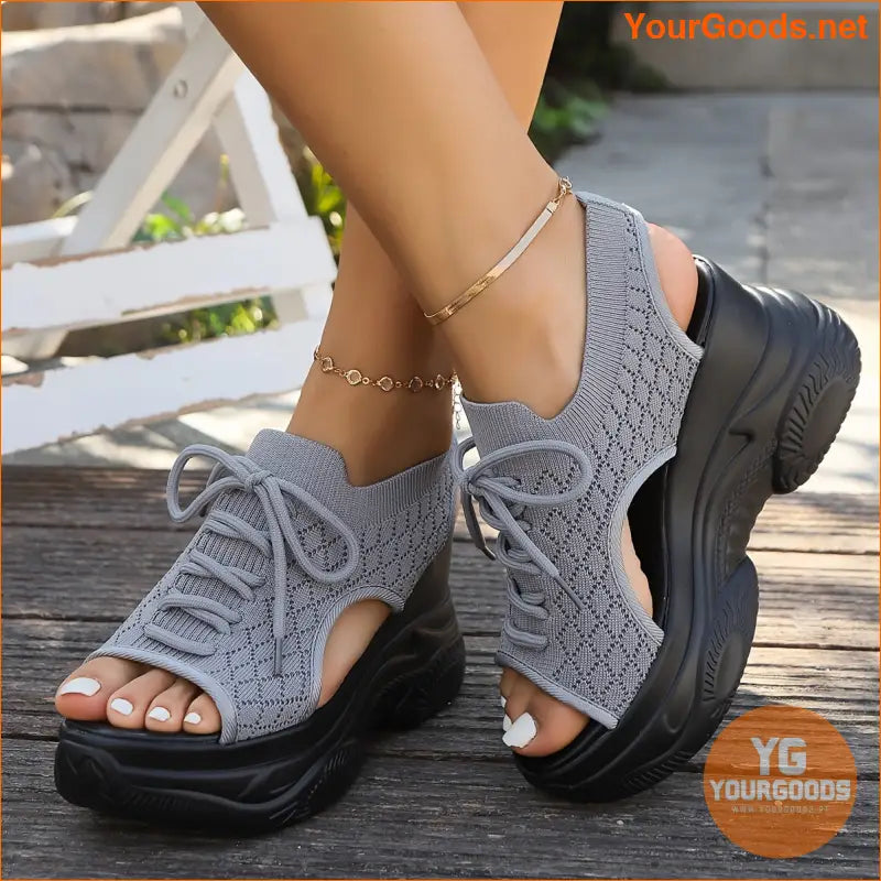 Womens Versatile LaceUp Slingback Platform Sandals - YourGoods Online Shop