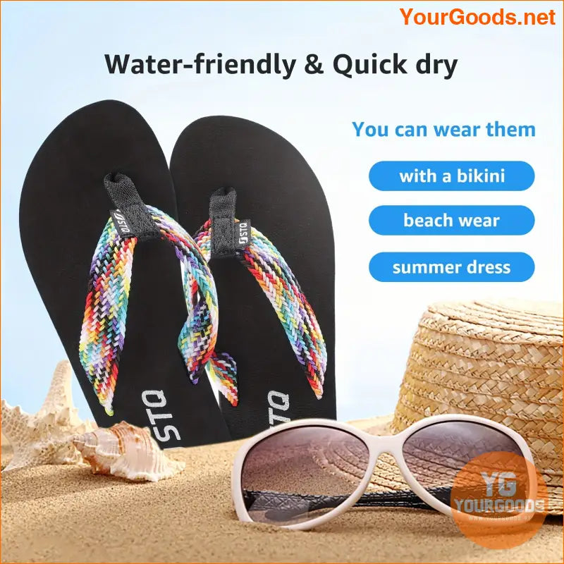 Womens Vibrant Strap FlipFlops Trendy Summer Slides - YourGoods Online Shop