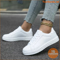 Women's White Skate Shoes, Versatile Lace Up Low Top Flat Sneakers, Casual Outdoor Walking Trainers - YourGoods Online Shop