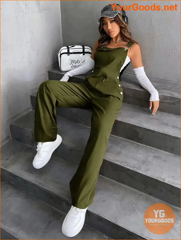 YOURGOODS 1pc Flap Pocket Overalls - YourGoods Online Shop