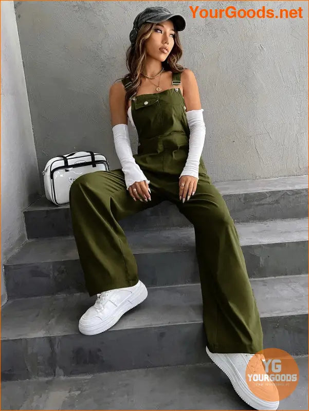 YOURGOODS 1pc Flap Pocket Overalls - YourGoods Online Shop