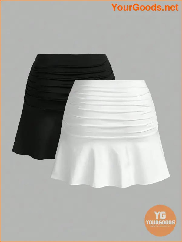 YOURGOODS 2pc Ruched Mini Skirt Set for Women - YourGoods Online Shop