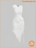 YOURGOODS 3D Flower Decor Asymmetrical Bodycon Dress - YourGoods Online Shop