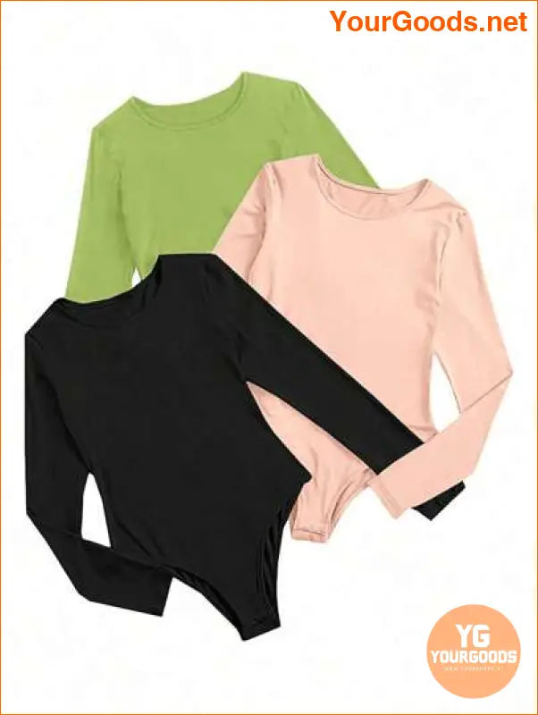 YOURGOODS 3pcs Solid Tee Bodysuit - YourGoods Online Shop