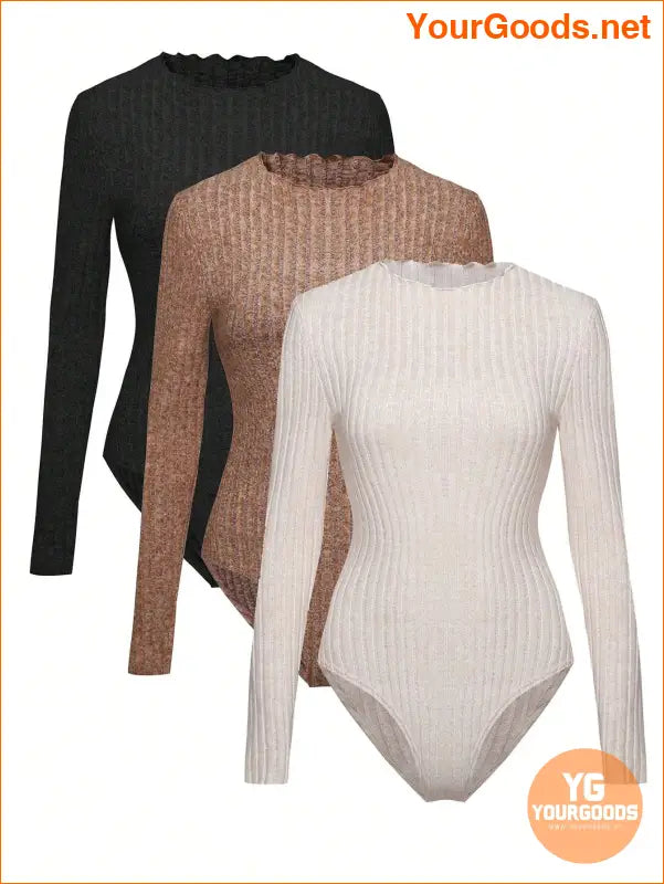 YOURGOODS 4pcs Ribbed Knit V Neck Bodysuit - YourGoods Online Shop