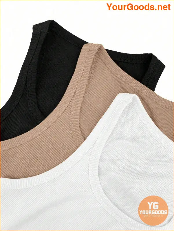 YOURGOODS Asymmetrical Rib Knit Tank Top Set - YourGoods Online Shop