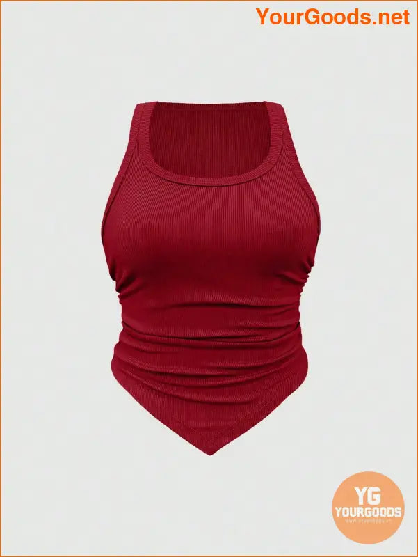 YOURGOODS Asymmetrical Rib Knit Tank Top Set - YourGoods Online Shop