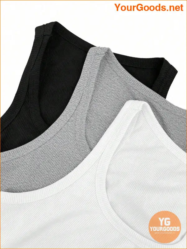 YOURGOODS Asymmetrical Rib Knit Tank Top Set - YourGoods Online Shop