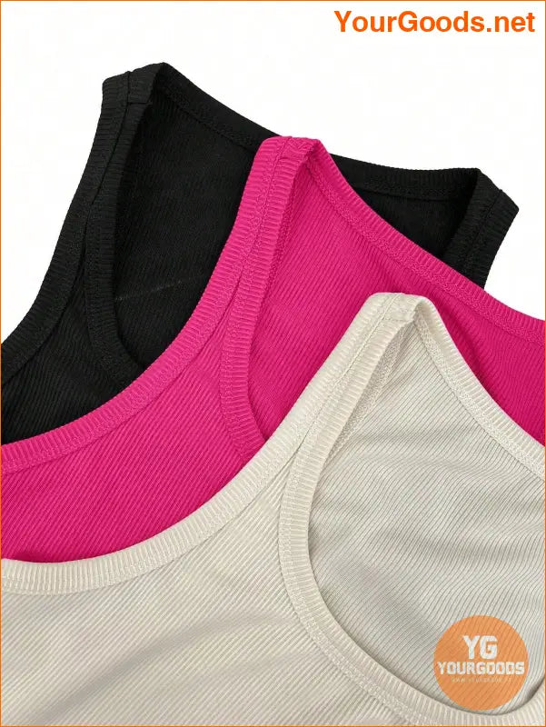 YOURGOODS Asymmetrical Rib Knit Tank Top Set - YourGoods Online Shop