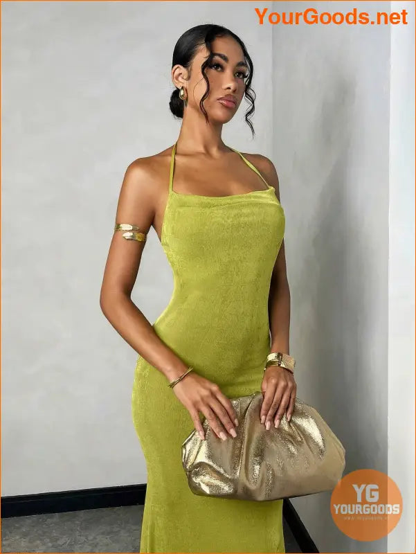 YOURGOODS BAE Womens Elegant Green Backless Gown - YourGoods Online Shop