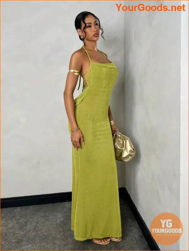 YOURGOODS BAE Womens Elegant Green Backless Gown - YourGoods Online Shop