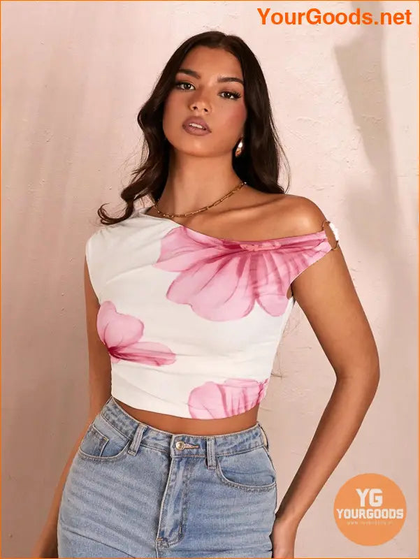 YOURGOODS BAE Womens Ruffled Asymmetric Shoulder Top - YourGoods Online Shop