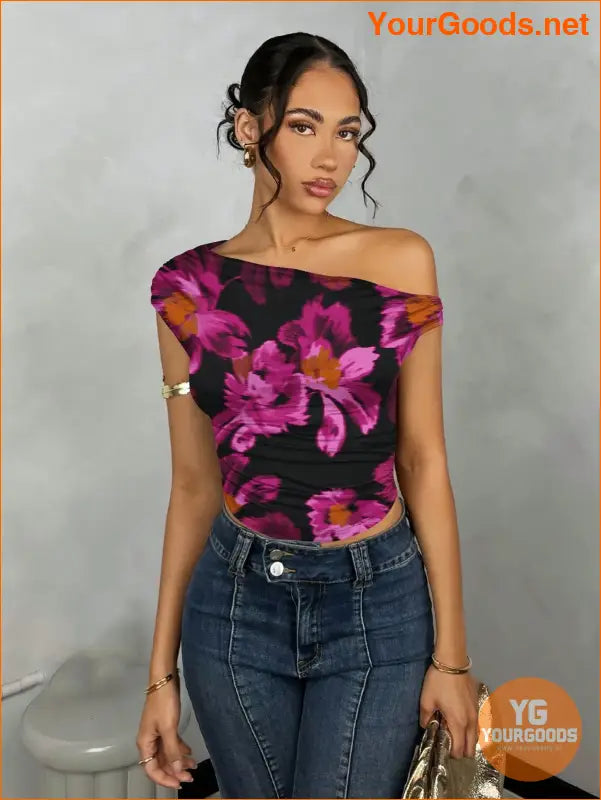 YOURGOODS BAE Womens Ruffled Asymmetric Shoulder Top - YourGoods Online Shop