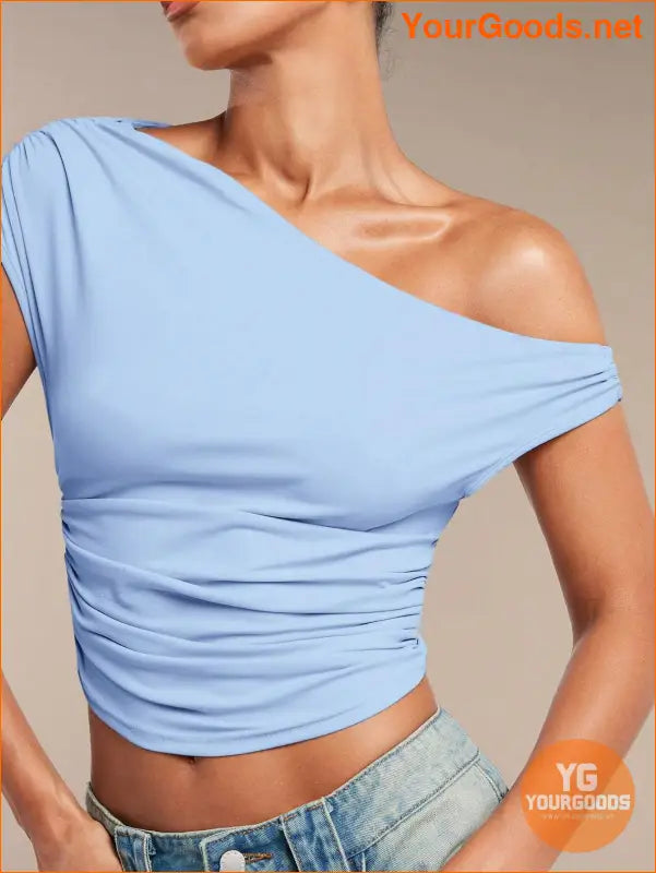 YOURGOODS BAE Womens Ruffled Asymmetric Shoulder Top - YourGoods Online Shop