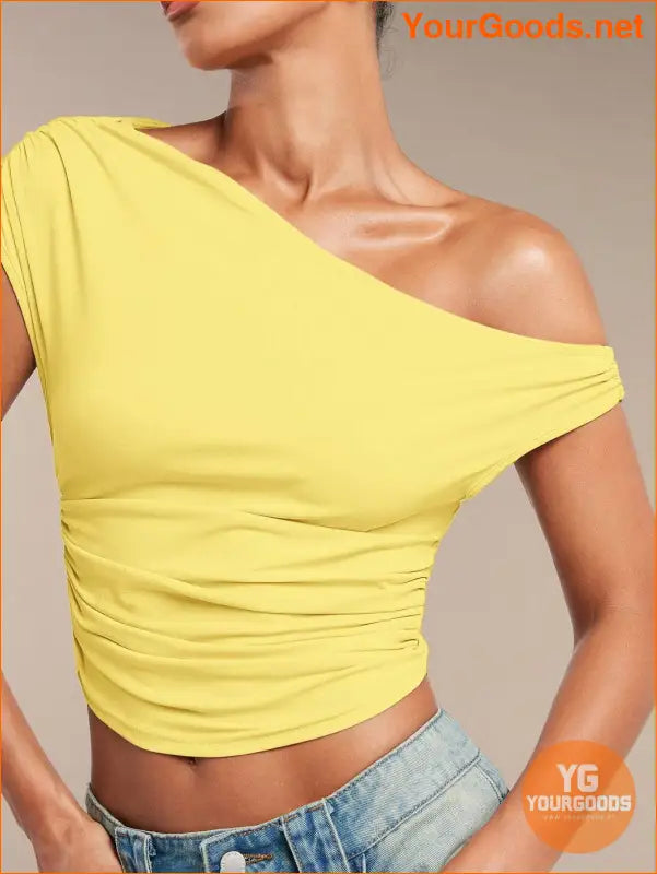 YOURGOODS BAE Womens Ruffled Asymmetric Shoulder Top - YourGoods Online Shop