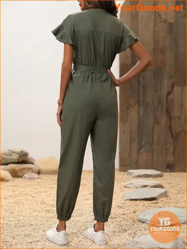 YOURGOODS Butterfly Sleeve Belted Jumpsuit - YourGoods Online Shop