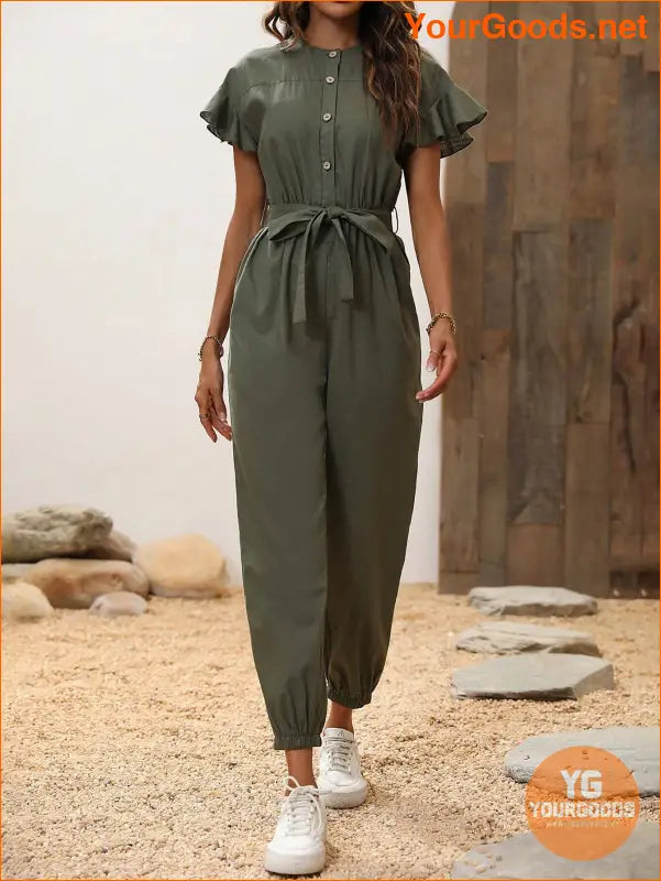 YOURGOODS Butterfly Sleeve Belted Jumpsuit - YourGoods Online Shop