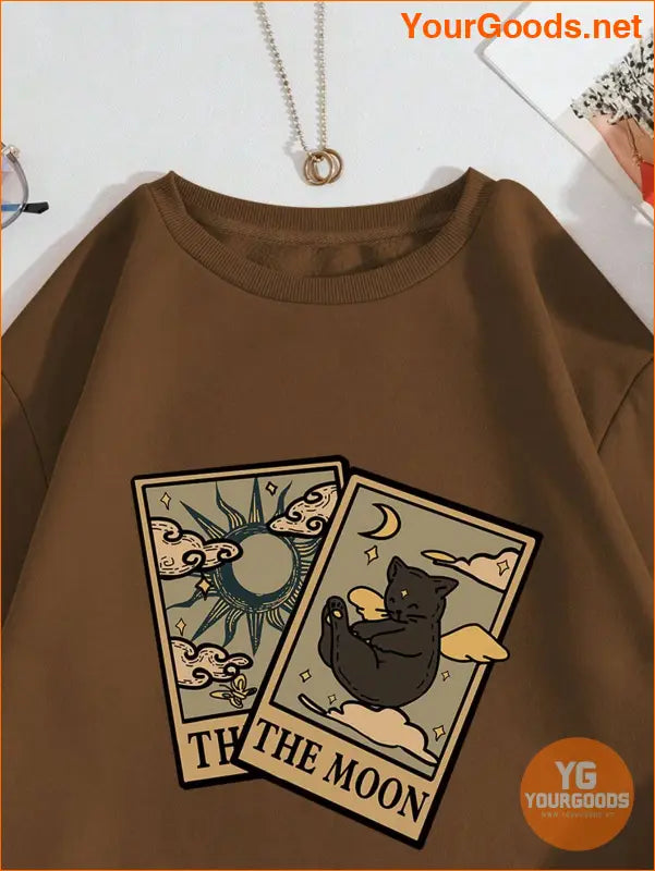 YOURGOODS Cat And Letter Graphic Thermal Lined Sweatshirt - YourGoods Online Shop