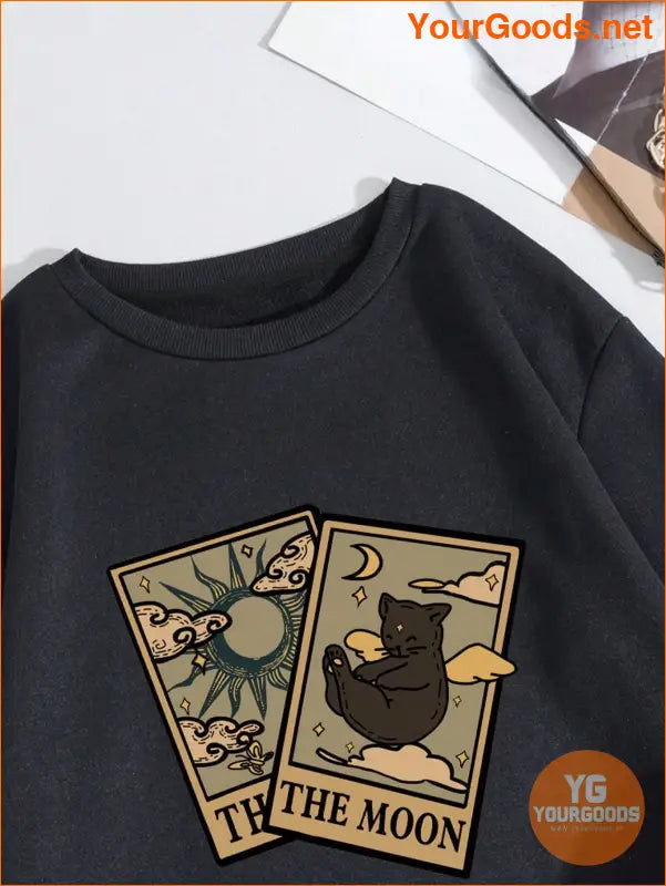 YOURGOODS Cat And Letter Graphic Thermal Lined Sweatshirt - YourGoods Online Shop